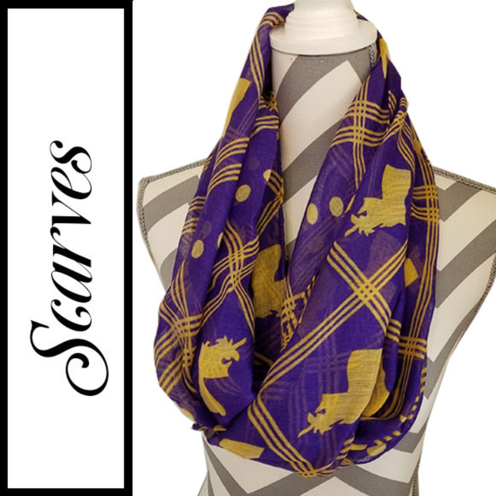 Purple and Yellow Infinity scarf 